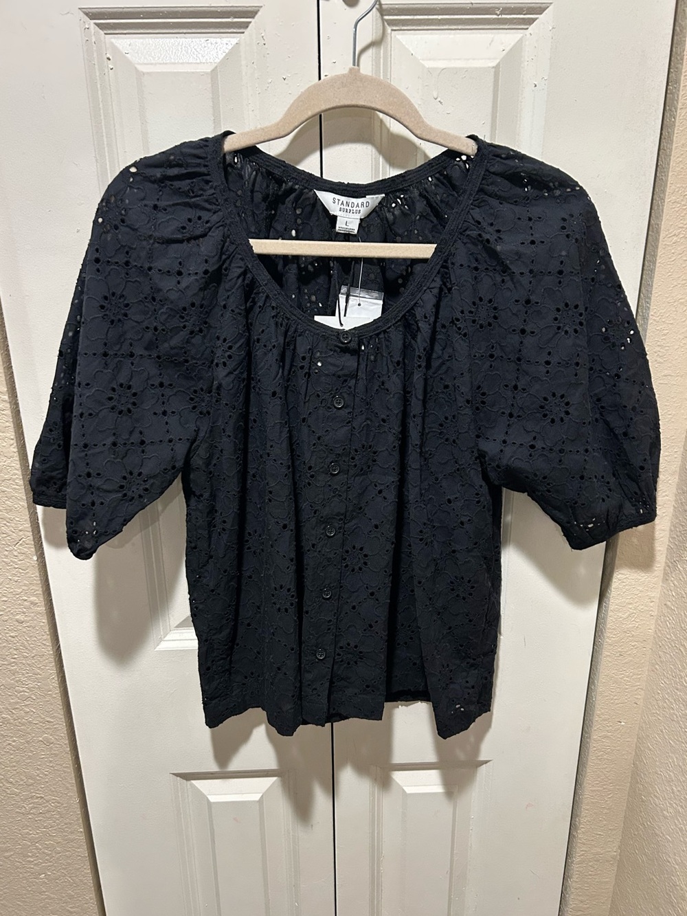 NWT Standard Surplus Nordstrom Sunday Brunch Blouse Eyelet Cotton , Large